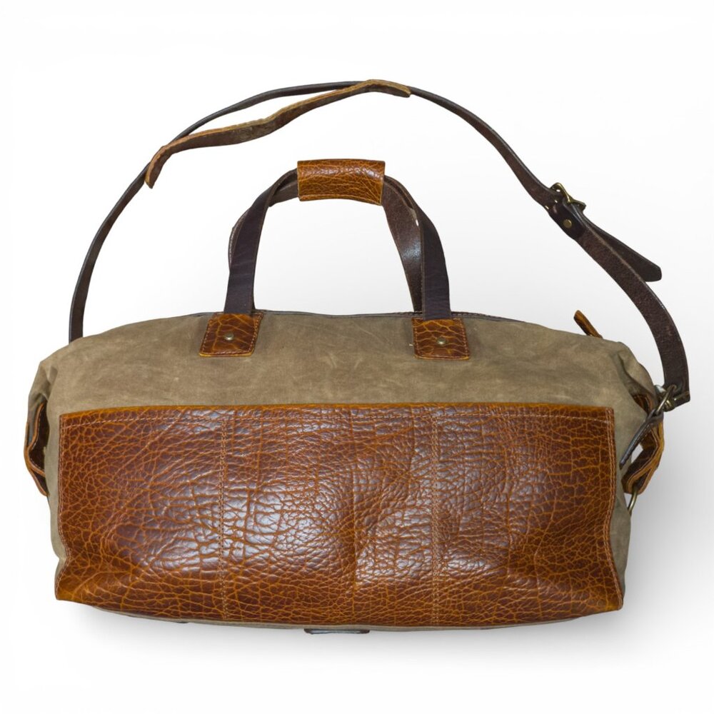 Overland Coronado Redwood Bison Leather Canvas Duffel 24” USA